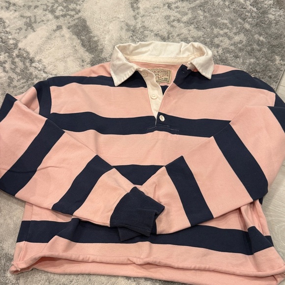 Abercrombie & Fitch Tops - Abercrombie Women’s Rugby Style Stripe Long-Sleeve Shirt - Pink & Navy